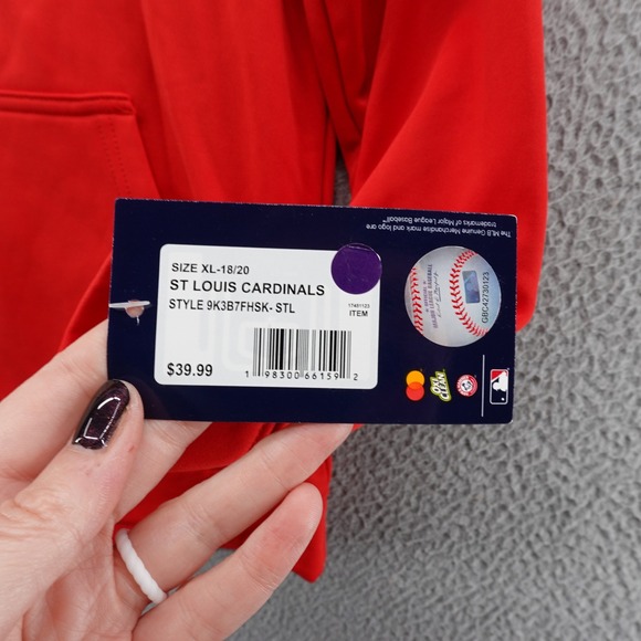 MLB St Louis Cardinals Youth Red Pullover Hoodie Sweatshirt XL 18/20 NEW - Picture 6 of 13